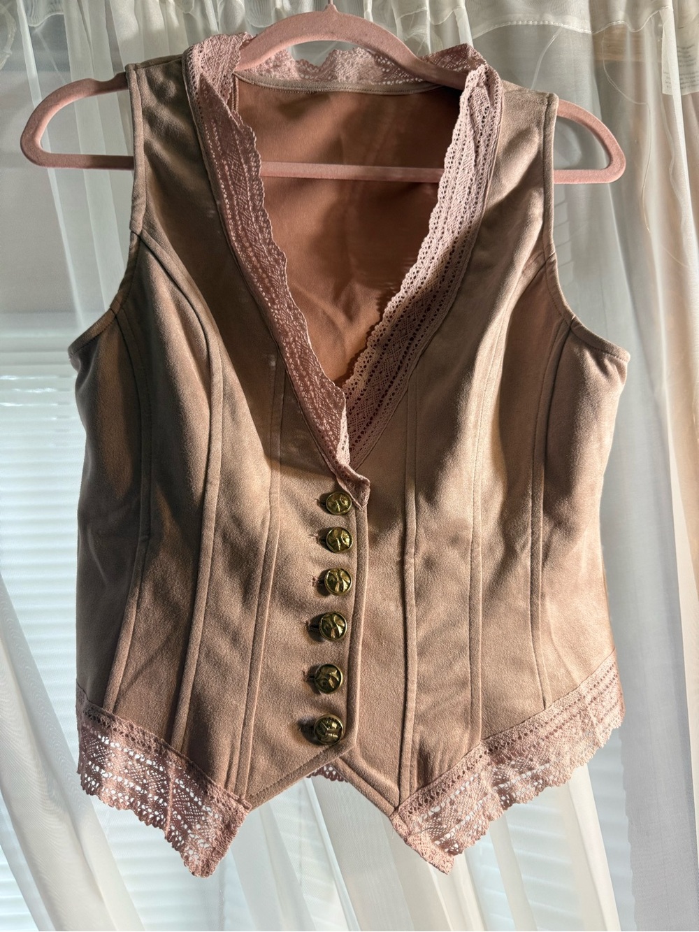 Suede Blush Shell Top- Vest